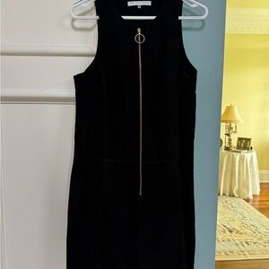 Trina Turk Black  Sleeveless Suede Mini Dress with Front Zipper size 8